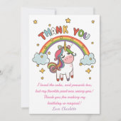 ユニコーン誕生日、魔法のユニコーンパーティー サンキューカード (正面)