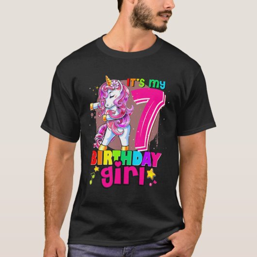 ユニコーン誕生日It S私の7誕生日衣装ガール Tシャツ (正面)