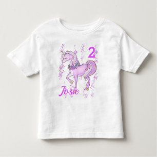ユニコーン誕生日Tシャツ小さな女の子名AGE トドラーTシャツ