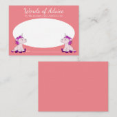 ユニコーン語のアドバイスツインズガールズベビーシャワー エンクロージャーカード (正面/裏面)