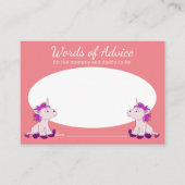 ユニコーン語のアドバイスツインズガールズベビーシャワー エンクロージャーカード (正面)