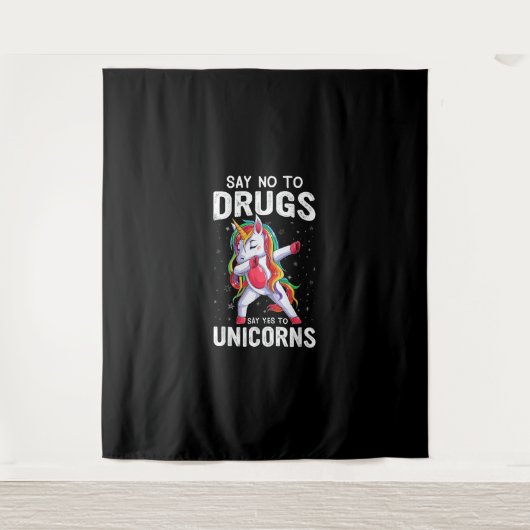 ユニコーン赤いリボンの週にYesを言わない タペストリー (正面)