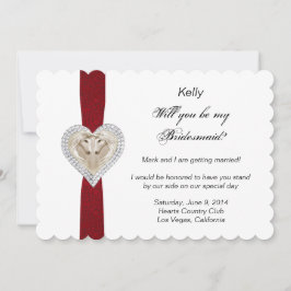 ユニコーン赤いレースのウェディングブライズメイドカード 招待状