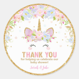 ユニコーン赤ちゃんシャワーありがとう好意ステッカーラベル ラウンドシール
