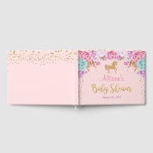 ユニコーン赤ちゃんシャワーのゲストブック、ピンクと金ゴールド ゲストブック (全面)