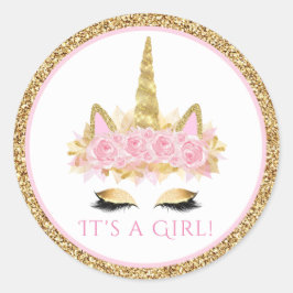 ユニコーン赤ちゃんシャワーステッカー ラウンドシール