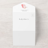 ユニコーン赤ちゃんシャワーピンクと金ゴールド オールインワン招待状 (外側)