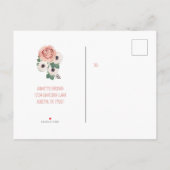 ユニコーン赤ちゃんシャワーピンク金ゴールドフローラ水彩 インビテーションポストカード (裏面)