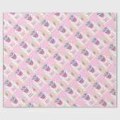 ユニコーン赤ちゃんシャワーピンク ラッピングペーパー (フラット)