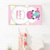 ユニコーン赤ちゃんシャワーピンク 横断幕 (インサイチュ)