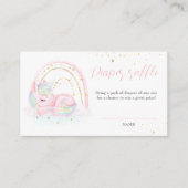 ユニコーン赤ちゃんシャワー女の子おむつラッフルカード エンクロージャーカード (正面)