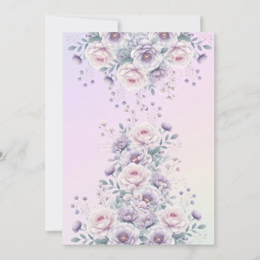 ユニコーン赤ちゃんシャワー女の子のフローラ水色 招待状 (裏面)