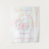 ユニコーン赤ちゃんシャワー女の子シャワー歓迎サイン タペストリー (正面)