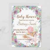 ユニコーン赤ちゃんシャワー招待状、ユニコーンフローラ、 シーズンカード (正面/裏面)