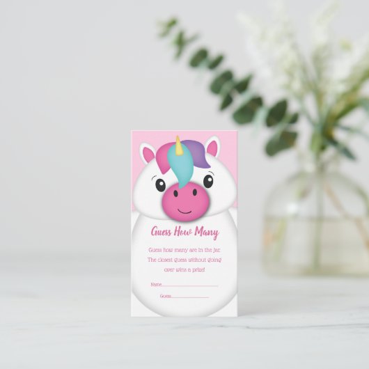 ユニコーン赤ちゃんシャワー推理ゲーム エンクロージャーカード (スタンド正面)