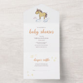 ユニコーン赤ちゃんシャワー男女兼用 オールインワン招待状 (内側)