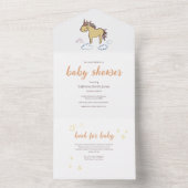ユニコーン赤ちゃんシャワー男女兼用 オールインワン招待状 (内側)
