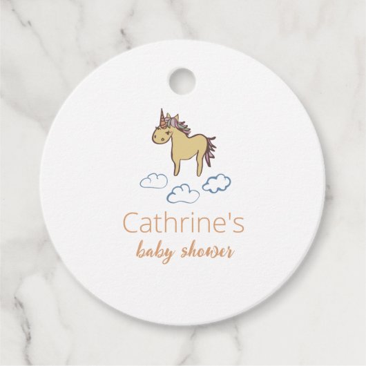 ユニコーン赤ちゃんシャワー男女兼用 フェイバータグ (正面)