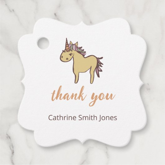 ユニコーン赤ちゃんシャワー男女兼用 フェイバータグ (正面)