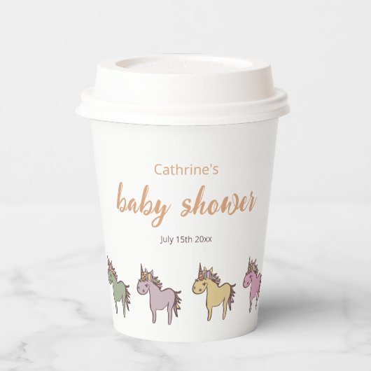 ユニコーン赤ちゃんシャワー男女兼用 紙コップ (左)