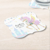 ユニコーン赤ちゃんシャワー紙コースター。 ペーパーコースター (アングル)