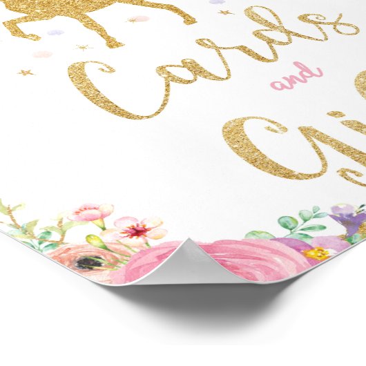 ユニコーン赤ちゃんシャワー誕生日ギフトとカード ポスター (角)