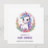 ユニコーン赤ちゃんシャワー サンキューカード (正面/裏面)