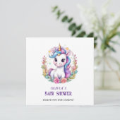 ユニコーン赤ちゃんシャワー サンキューカード (スタンド正面)