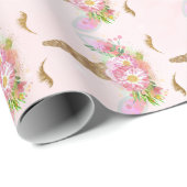 ユニコーン赤面グリッターピンクフローラプリンセス ラッピングペーパー (ロールコーナー)