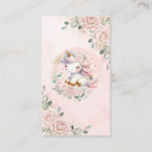 ユニコーン赤面ピンクフローラギフトレジストリQRコード エンクロージャーカード (裏面)