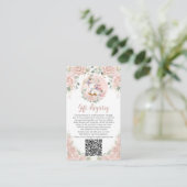 ユニコーン赤面ピンクフローラギフトレジストリQRコード エンクロージャーカード (スタンド正面)