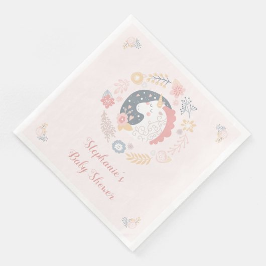 ユニコーン赤面花模様ベビーシャワーパーソナライズされた (コーナー)