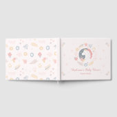 ユニコーン赤面花模様ベビーシャワーパーソナライズされた ゲストブック (全面)