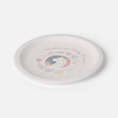 ユニコーン赤面花模様ベビーシャワーパーソナライズされた ペーパープレート (アングル)