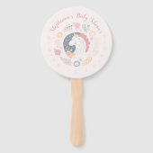 ユニコーン赤面花模様ベビーシャワー招待状 ハンドファン (正面)