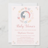 ユニコーン赤面花模様ベビーシャワー招待状 招待状 (正面)