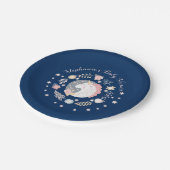 ユニコーン赤面&ネイビーベイビーシャワーパーソナライズされた ペーパープレート (アングル)