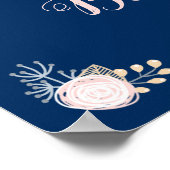 ユニコーン赤面&ネイビーベイビーシャワーパーソナライズされた ポスター (角)