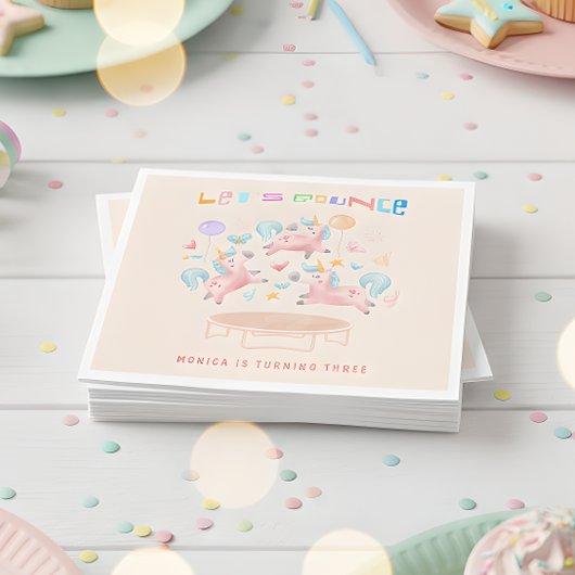 ユニコーン跳び跳ねる子供の誕生日 スタンダードランチョンナプキン