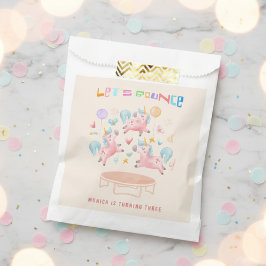 ユニコーン跳び跳ねる子供の誕生日 フェイバーバッグ