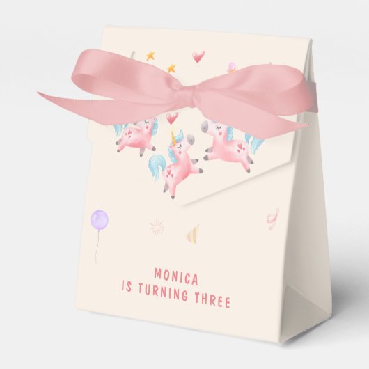ユニコーン跳び跳ねる子供の誕生日 フェイバーボックス (正面サイド)