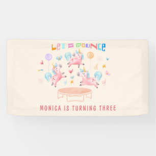ユニコーン跳び跳ねる子供の誕生日 横断幕