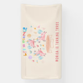 ユニコーン跳び跳ねる子供の誕生日 横断幕 (縦)