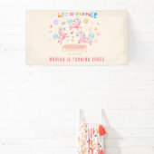 ユニコーン跳び跳ねる子供の誕生日 横断幕 (インサイチュ)