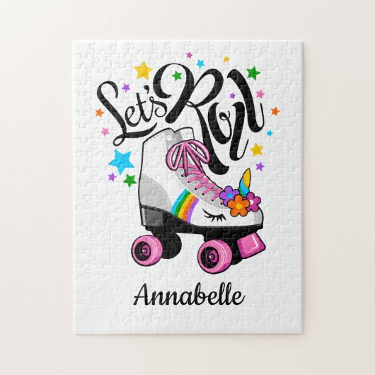 ユニコーン転がロラースケートガール ジグソーパズル (縦)