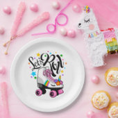 ユニコーン転がローラーは女子のTシャツをスケートしよう。 ペーパープレート (パーティー)