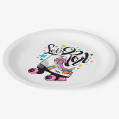 ユニコーン転がローラーは女子のTシャツをスケートしよう。 ペーパープレート (アングル)