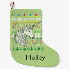 ユニコーン醜いクリスマスセーター野生生物シリーズ スモールクリスマスストッキング