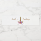 ユニコーン金ゴールドグリッターカスタムフローラ誕生日パーティー ペットボトルラベル (シングルラベル)