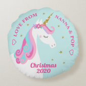 ユニコーン金ゴールドグリッタースターズアクアグランドドーター ラウンドクッション (裏面)